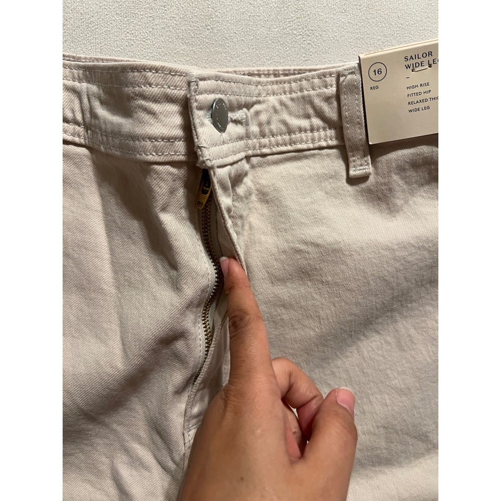 Universal Thread Womens Sailor Wide Leg High Rise Jeans Cream Beige 16 Regular - Picture 9 of 13